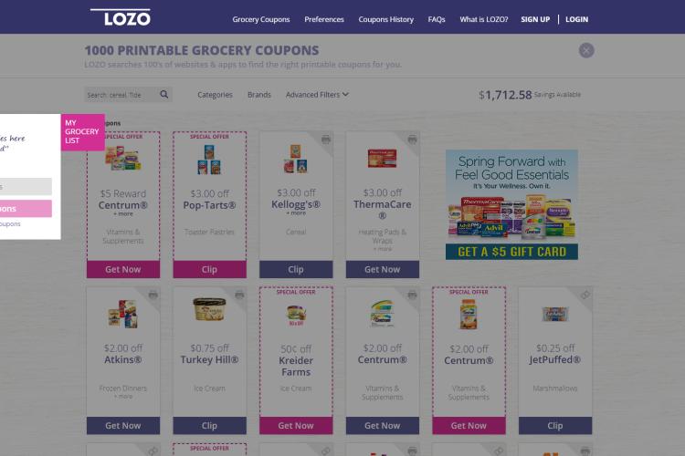 50+ Best Websites for Free Printable Grocery Coupons: Lozo