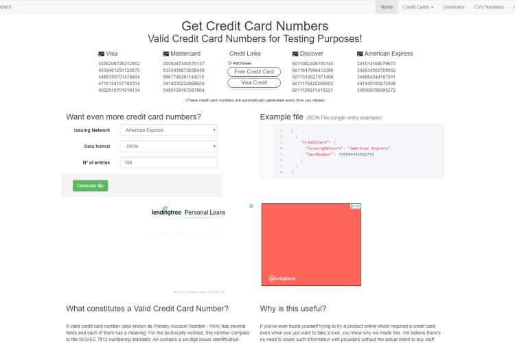 Get Credit Card Numbers