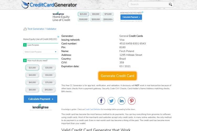 Credit Card Generator With Security Code And Zip Code