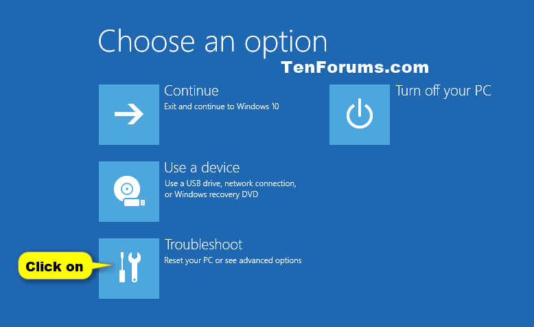 Windows 10 Fails to Start Fix : Advanced options