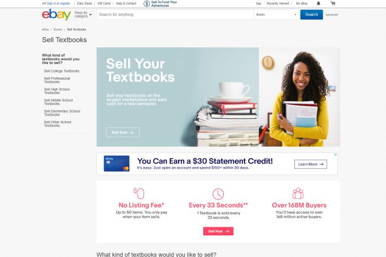 Where to Sell Textbooks For Cash: eBay