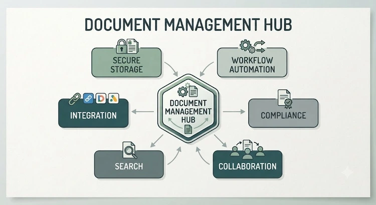 document management software professional services comparison infographic feature checklist