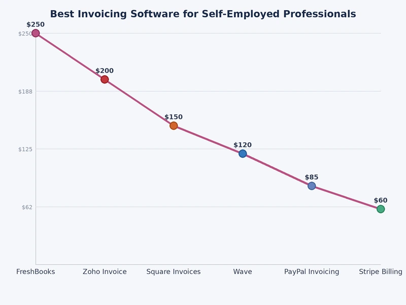 Bar chart comparing invoicing software tools by price, features, and freelancer suitability