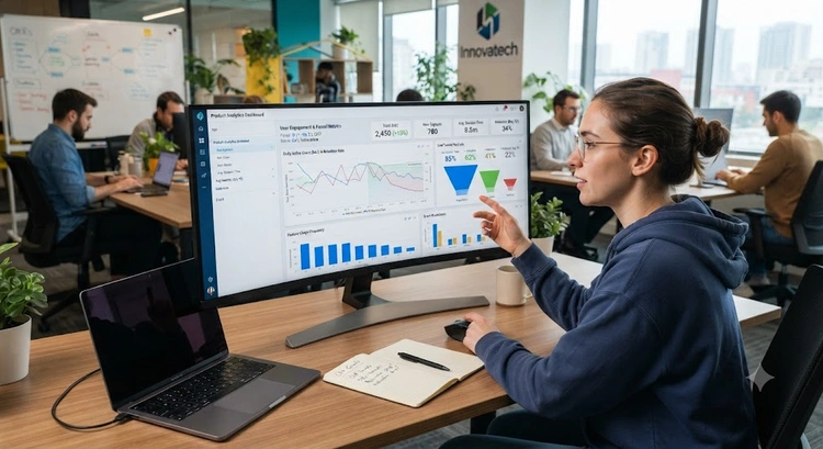 Best reporting and analytics tools for SaaS product teams compared on a dashboard