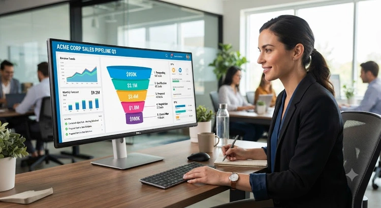 Best sales pipeline software B2B dashboard comparison showing deal stages and forecasting views