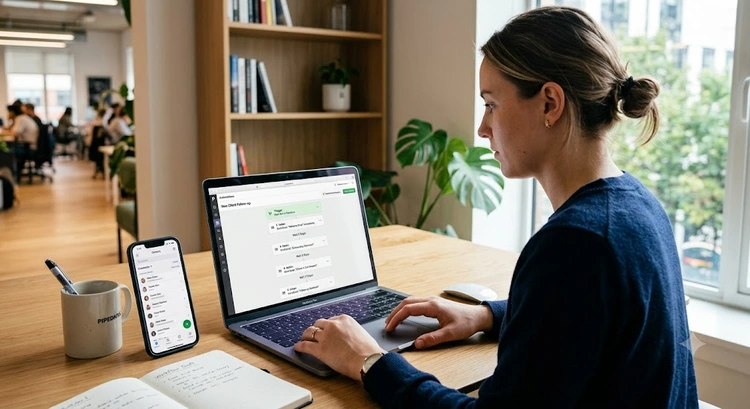 Pipedrive automated follow-up emails workflow setup inside the Automations builder panel