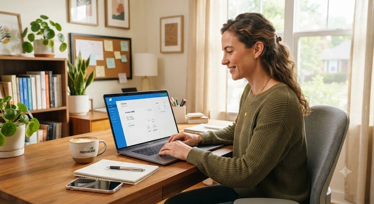 How to set up invoicing in FreshBooks dashboard showing the invoice creation interface