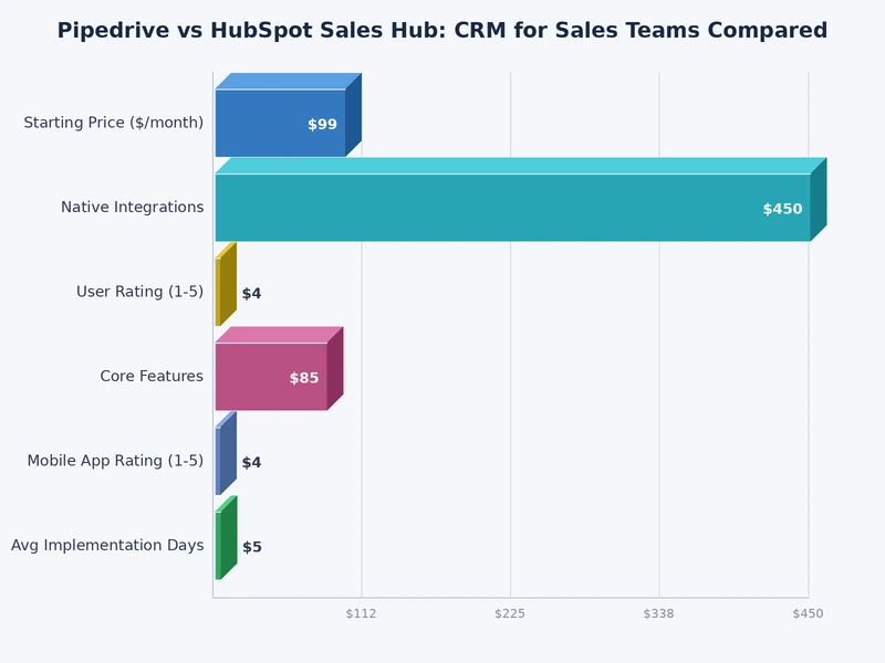 Pipedrive vs HubSpot Sales Hub feature comparison chart by category