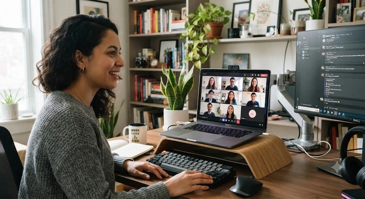 Slack review for small business — channel workspace dashboard showing messaging interface