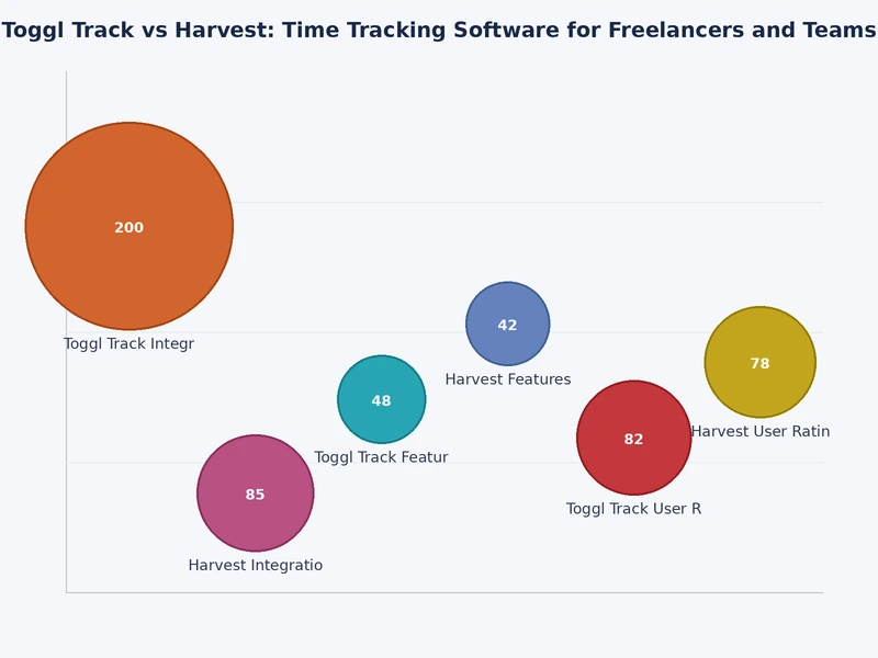 Feature comparison chart Toggl Track vs Harvest across billing integrations and reporting